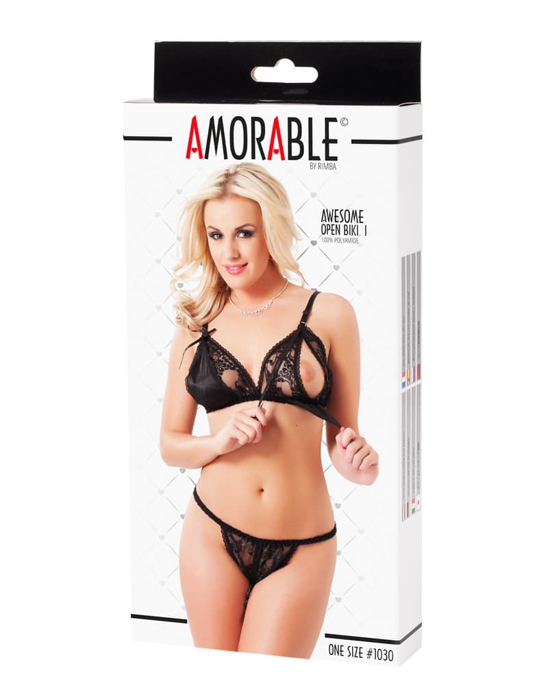 Amorable by Rimba - Open BH met Slip - One Size - Zwart 2