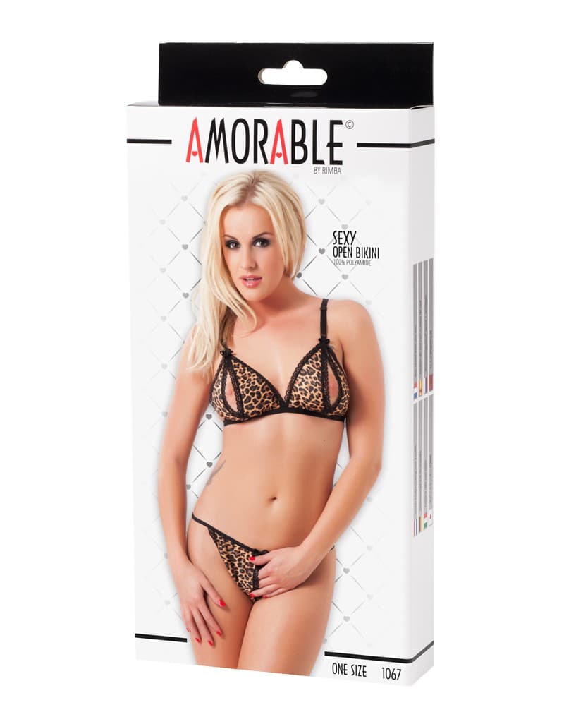 Amorable by Rimba - Open BH met String - One Size - Luipaardprint 2