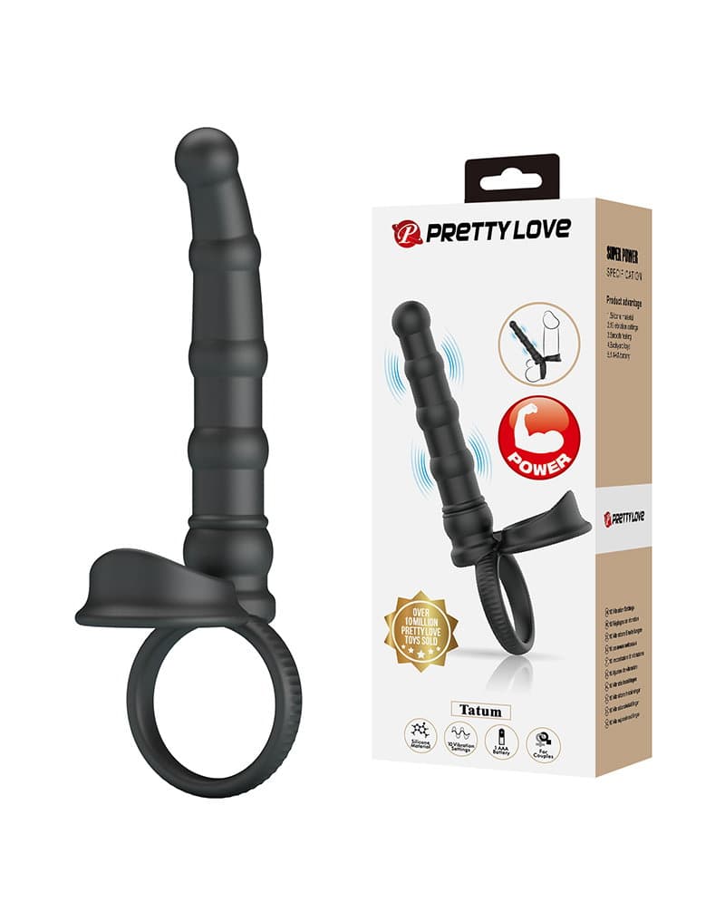 PL - Tatum - Anale vibrator met penisring - Zwart 1