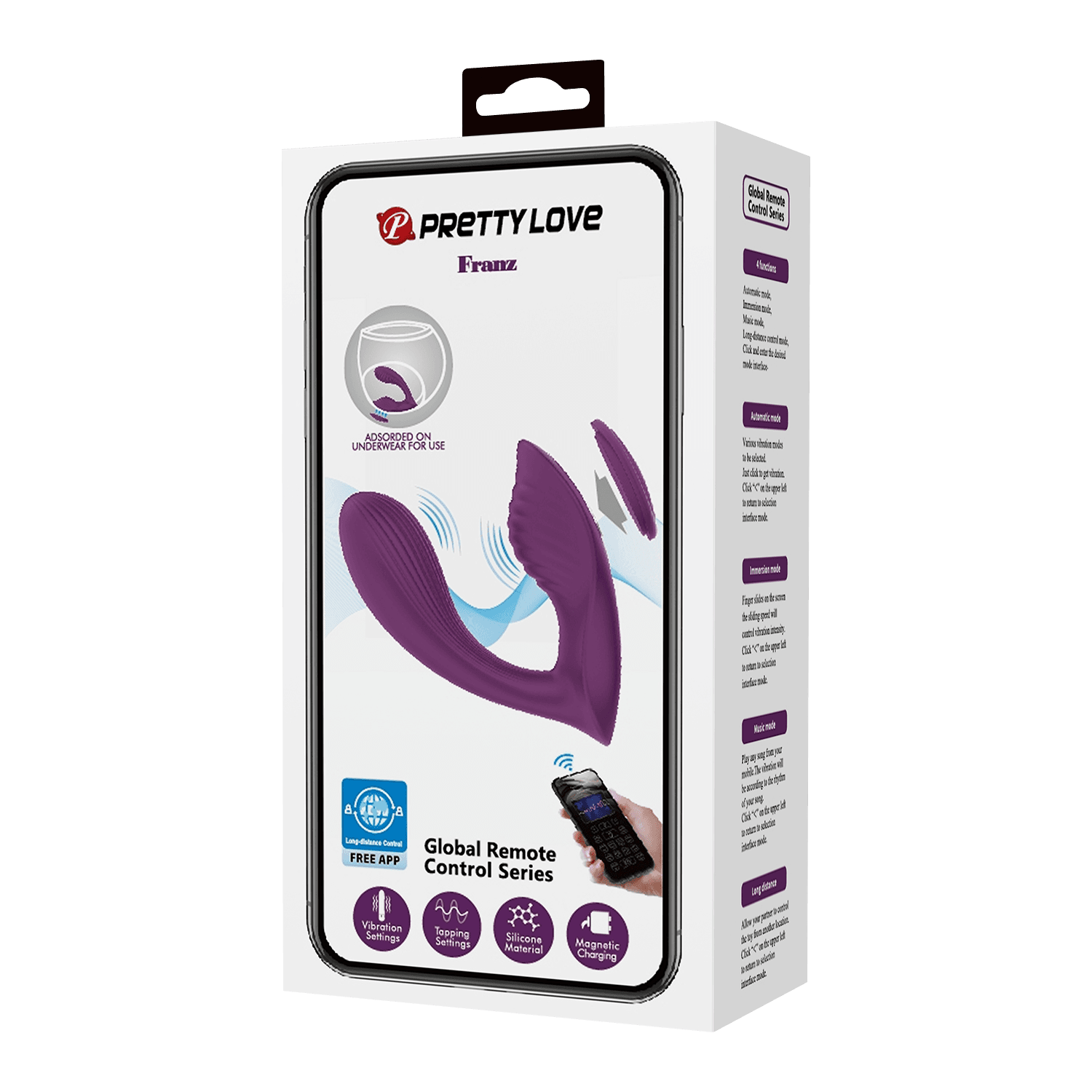 PL - Franz - Draagbare vibrator (app-gestuurd) - Bordeauxrood 7