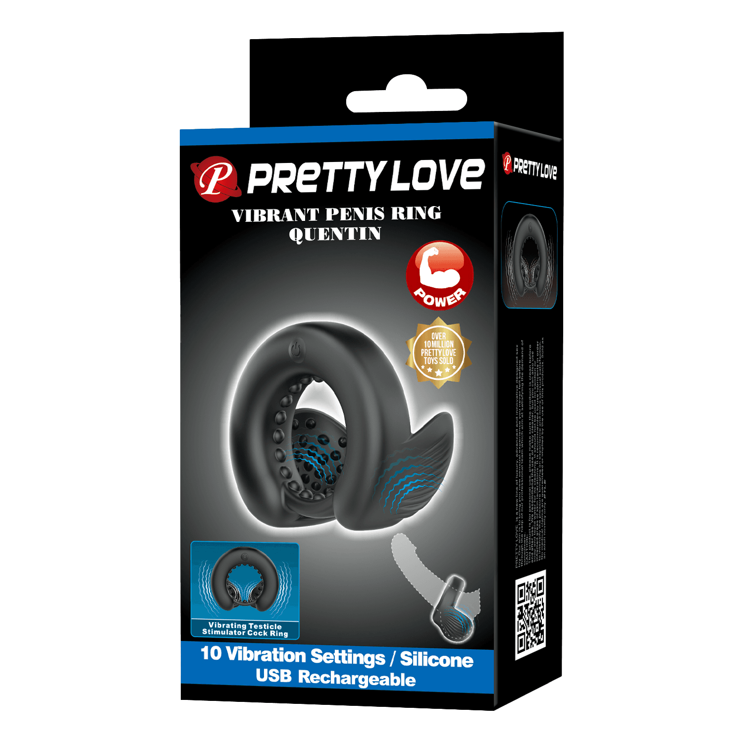 PL - Quentin - Vibrating Cock Ring with Dual Motor - Black 8