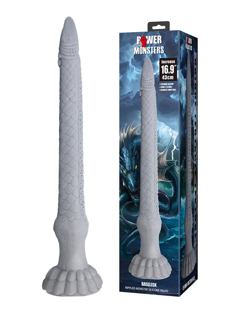 Power Monsters - Basilisk - Taps toelopende dildo - Mix Color 1
