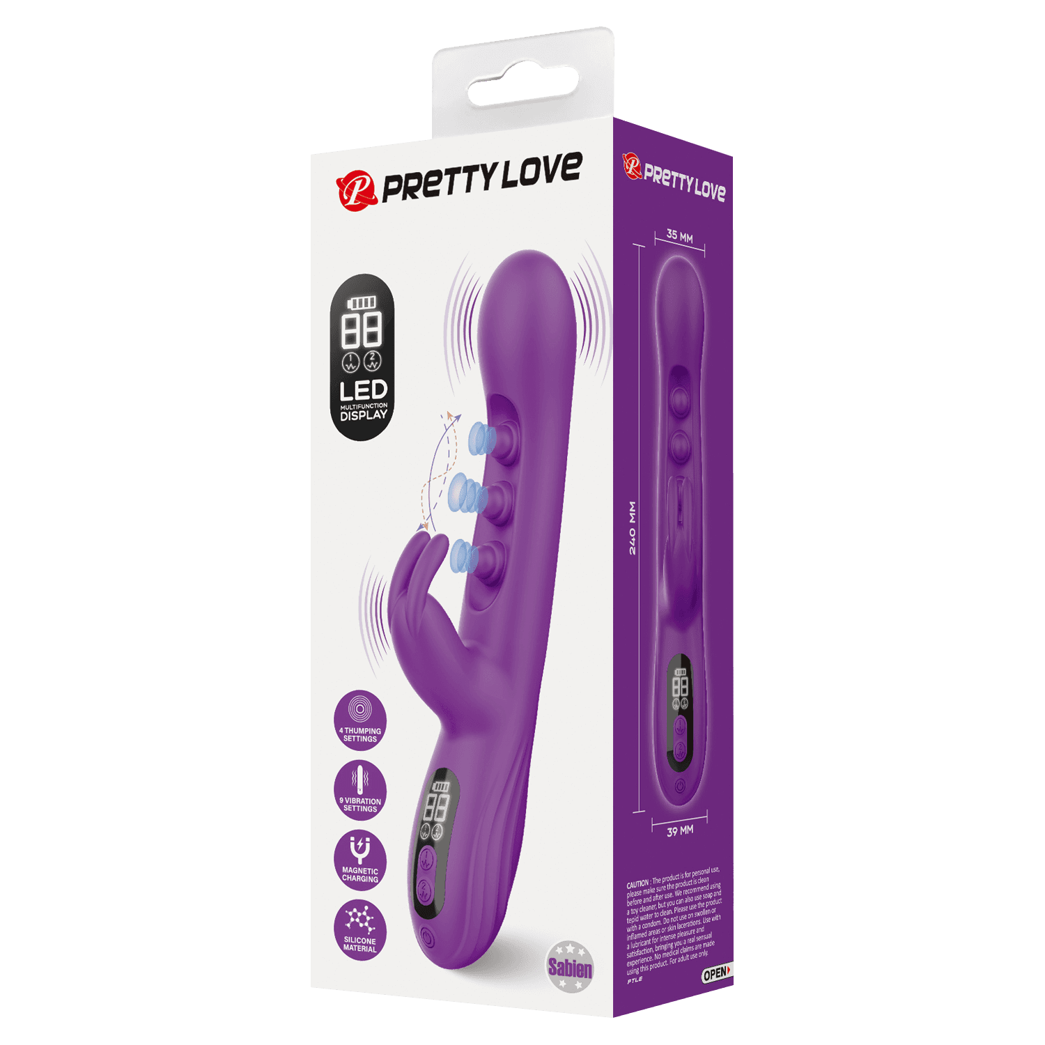 PL - Sabien - Rabbit Vibrator - Paars 8