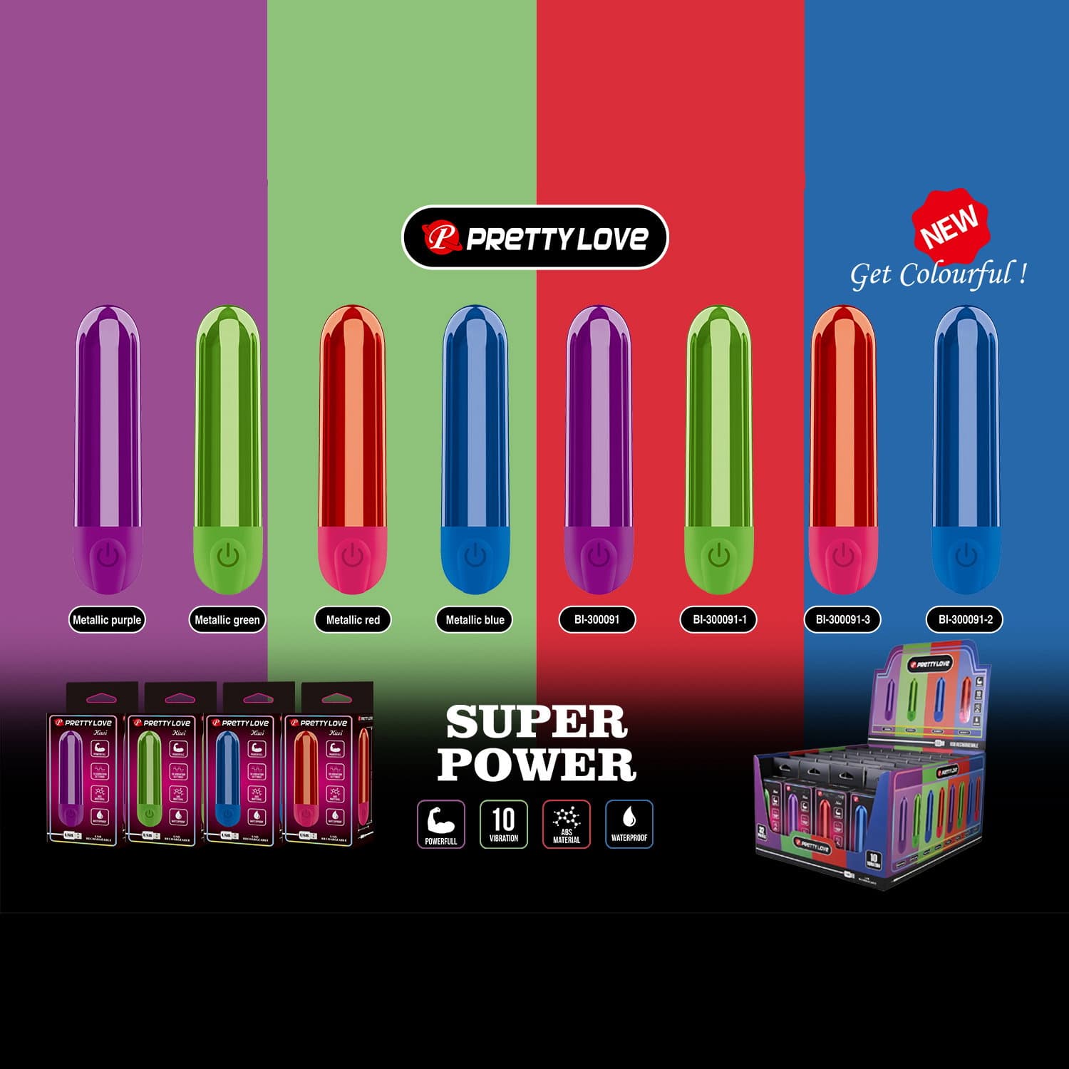 PL - Mini Bullet Display - 32 stuks - Diverse kleuren 7