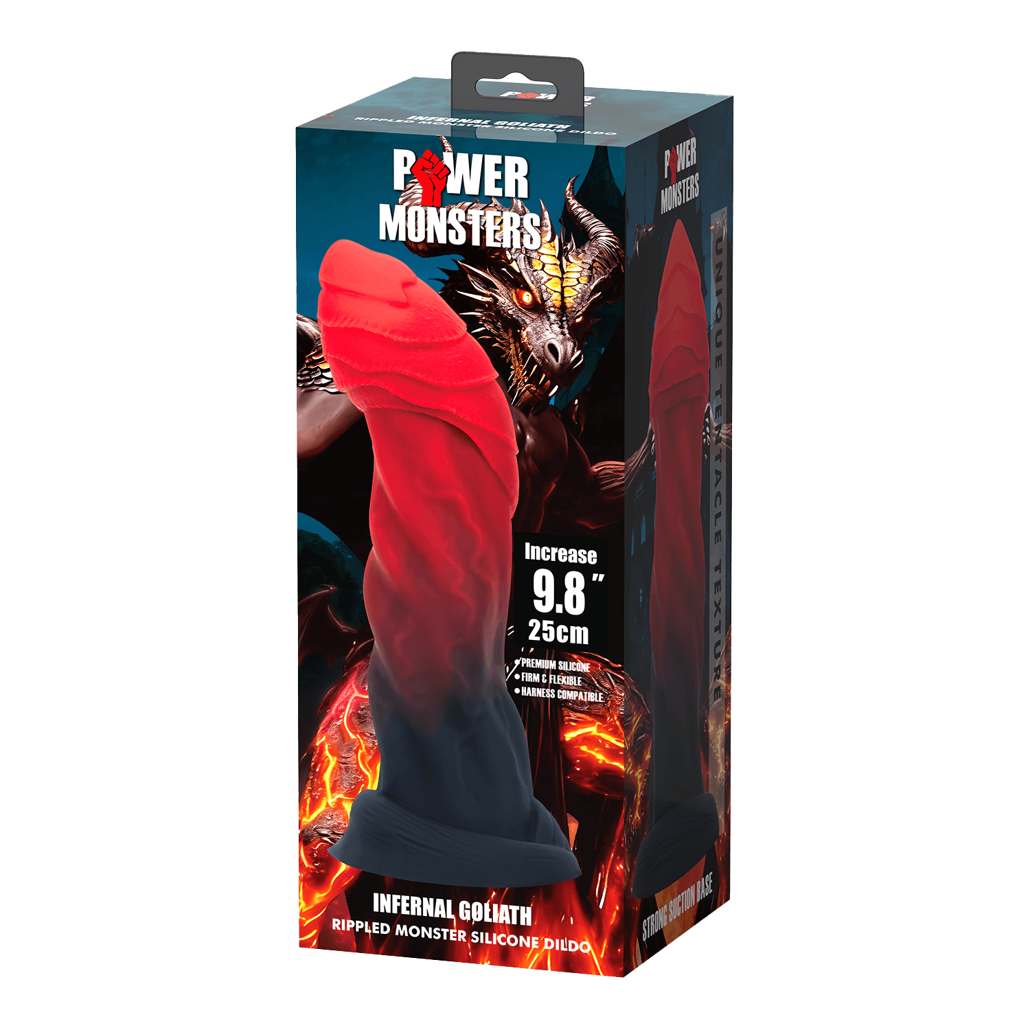 Power Monsters - Infernal Goliath - Rippled Monster Dildo - 25 cm - Mix Color 7