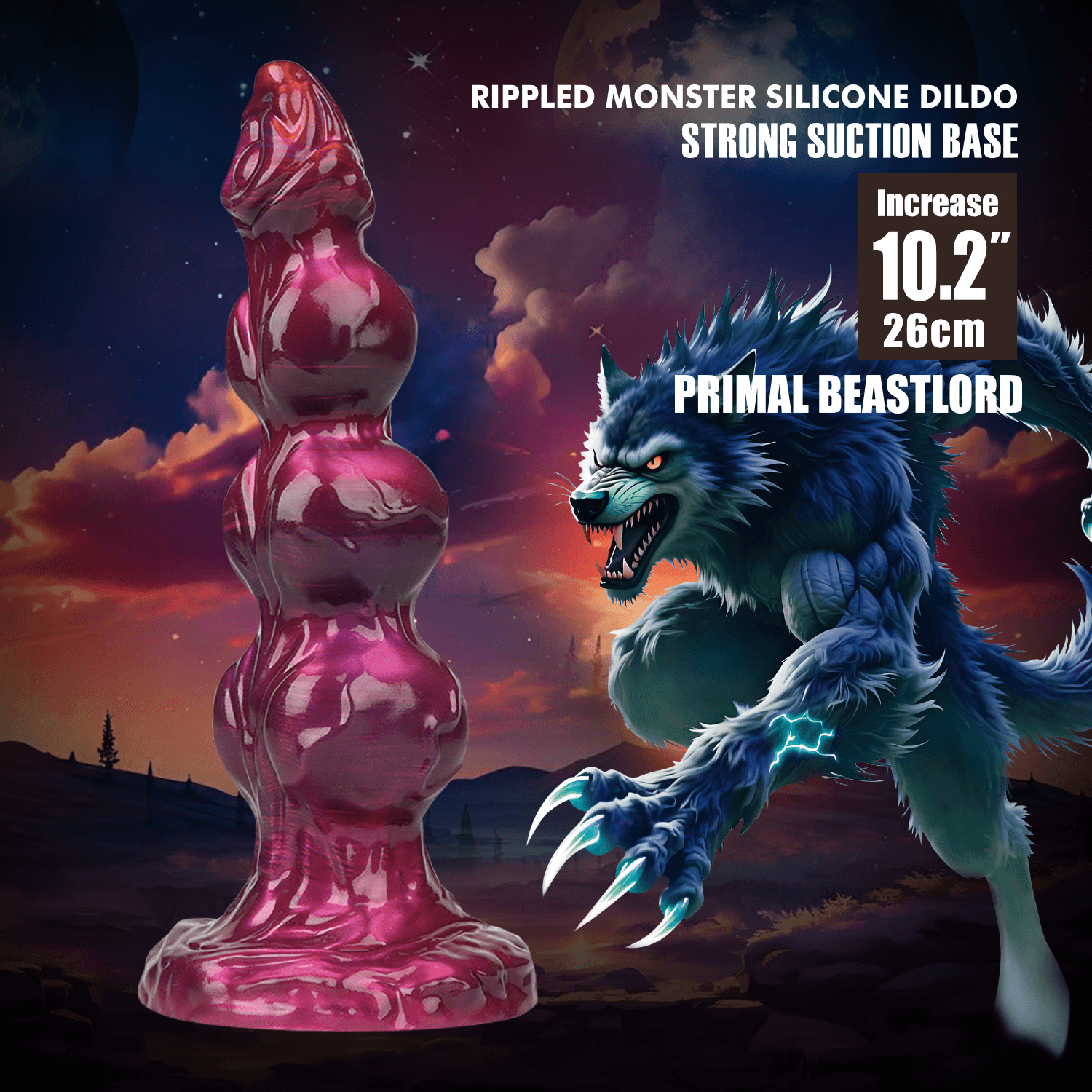 Power Monsters - Primal Beastlord - Rippled Monster Dildo - 26 cm - Mix Color 8