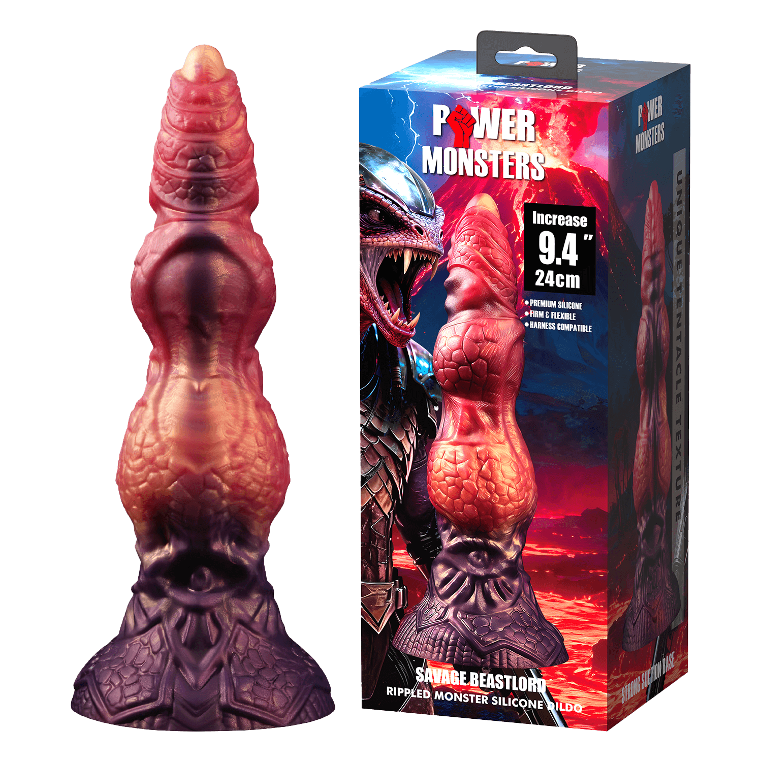 Power Monsters - Savage BeastLord - Rippled Monster Dildo - 24 cm - Mix Color 7