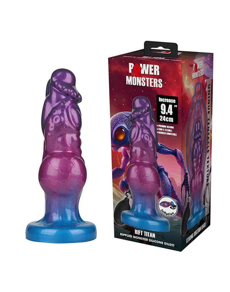Power Monsters - Rift Titan - Opblaasbare Rippled Monster Dildo - 24 cm - Mix Color 1