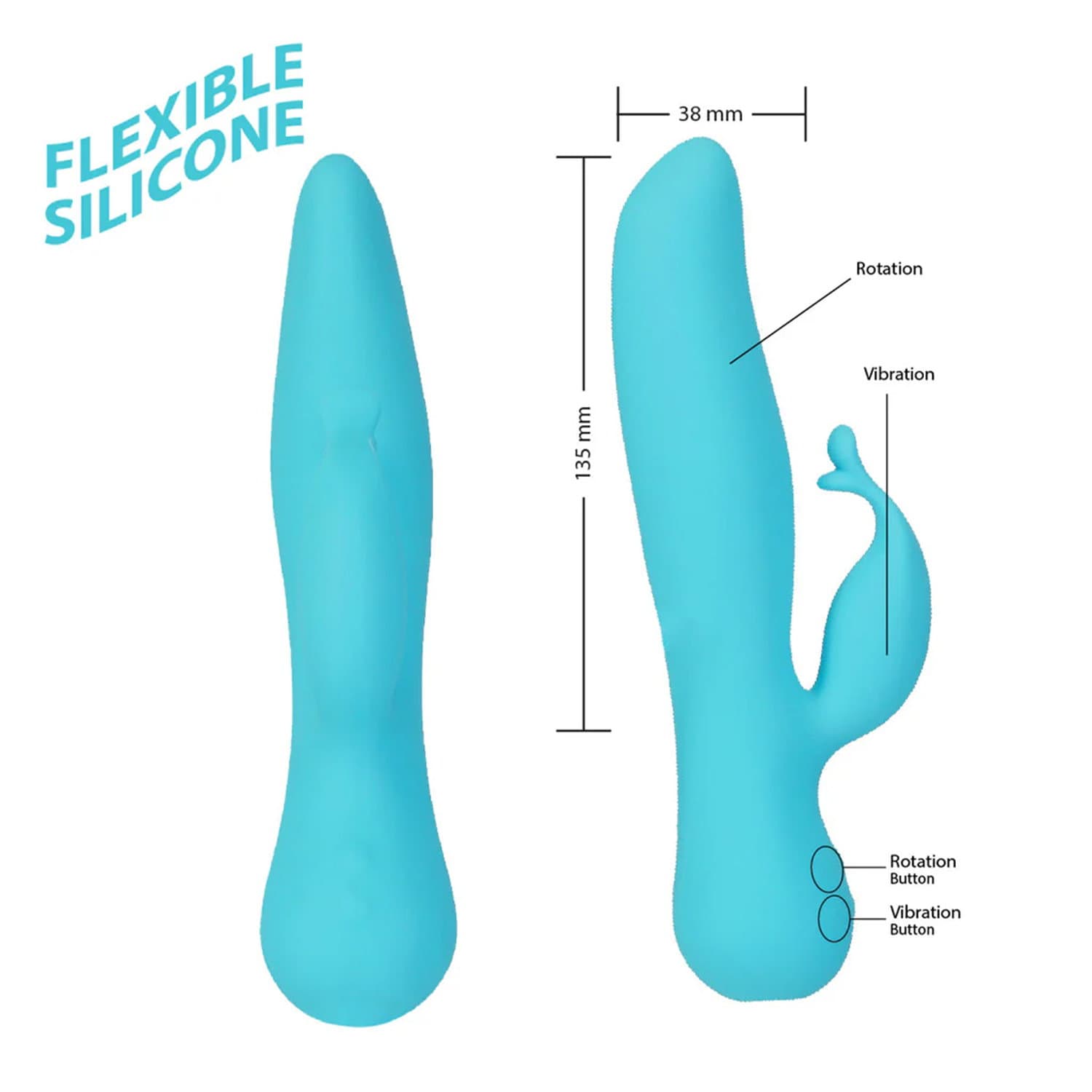 Swan - Kissing - Dual Action Rabbit Vibrator - Blauw 7