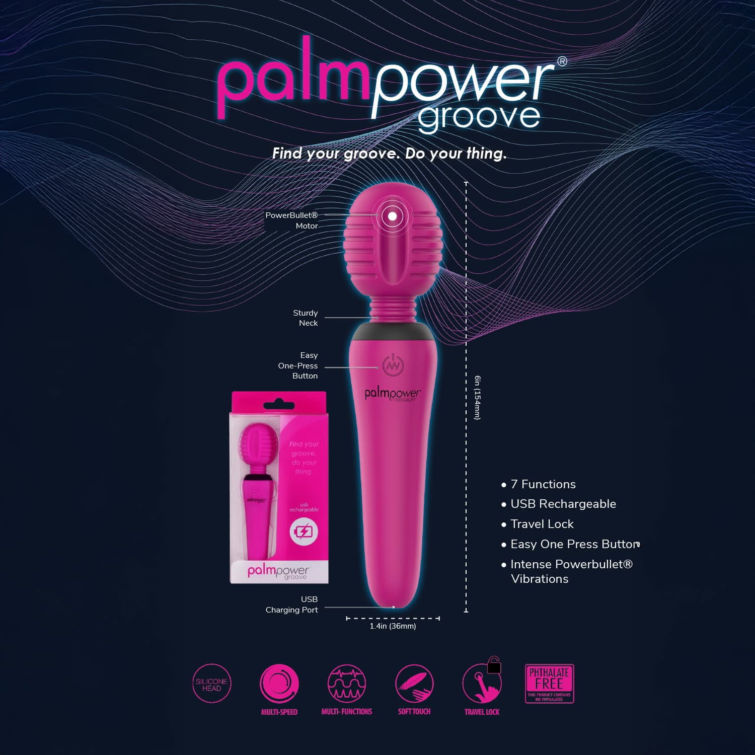 PalmPower - Groove - Mini Wand Massager - Roze 8