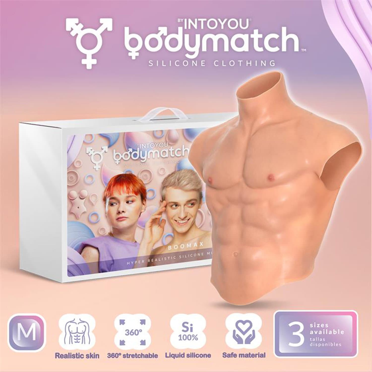 BODYMATCH - Boomax - Hyperrealistisch siliconen spierpak - Maat M - Huidskleur 4