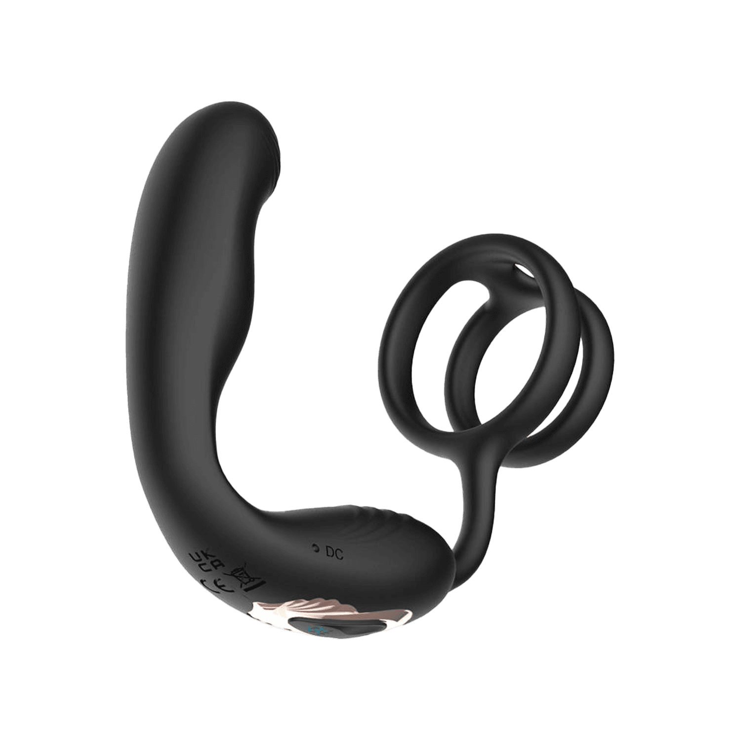 IY - Bruce - Prostaatmassager 360° met dubbele penisringvibratie - Zwart 2