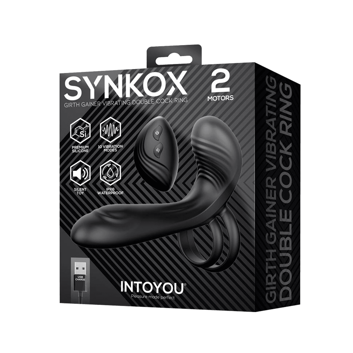 IY - Synkox - Girth Gainer Vibrerende Dubbele Penisring met Afstandsbediening - Zwart 7