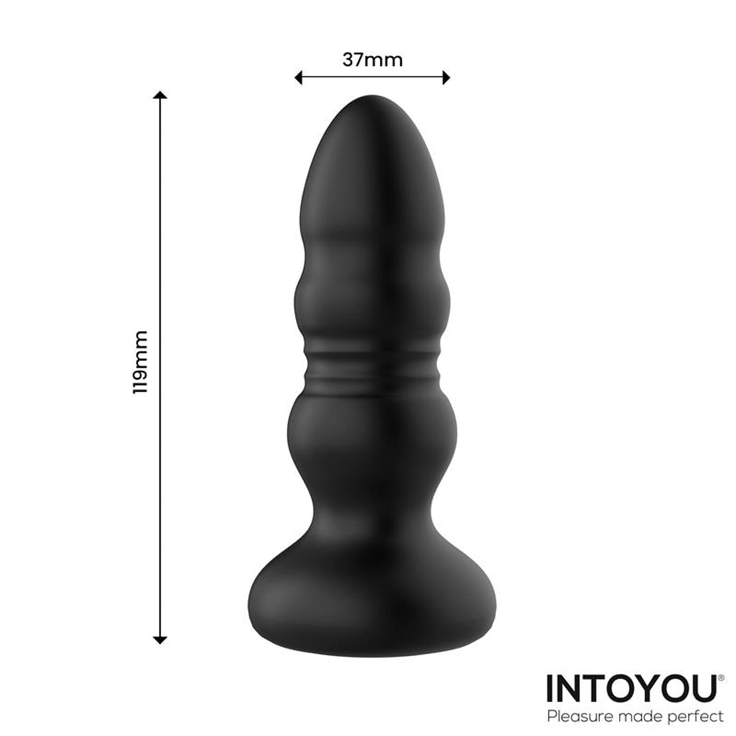 IY - Krax - Buttplug met vibratie, stootbeweging, LED-licht en afstandsbediening - Zwart 8