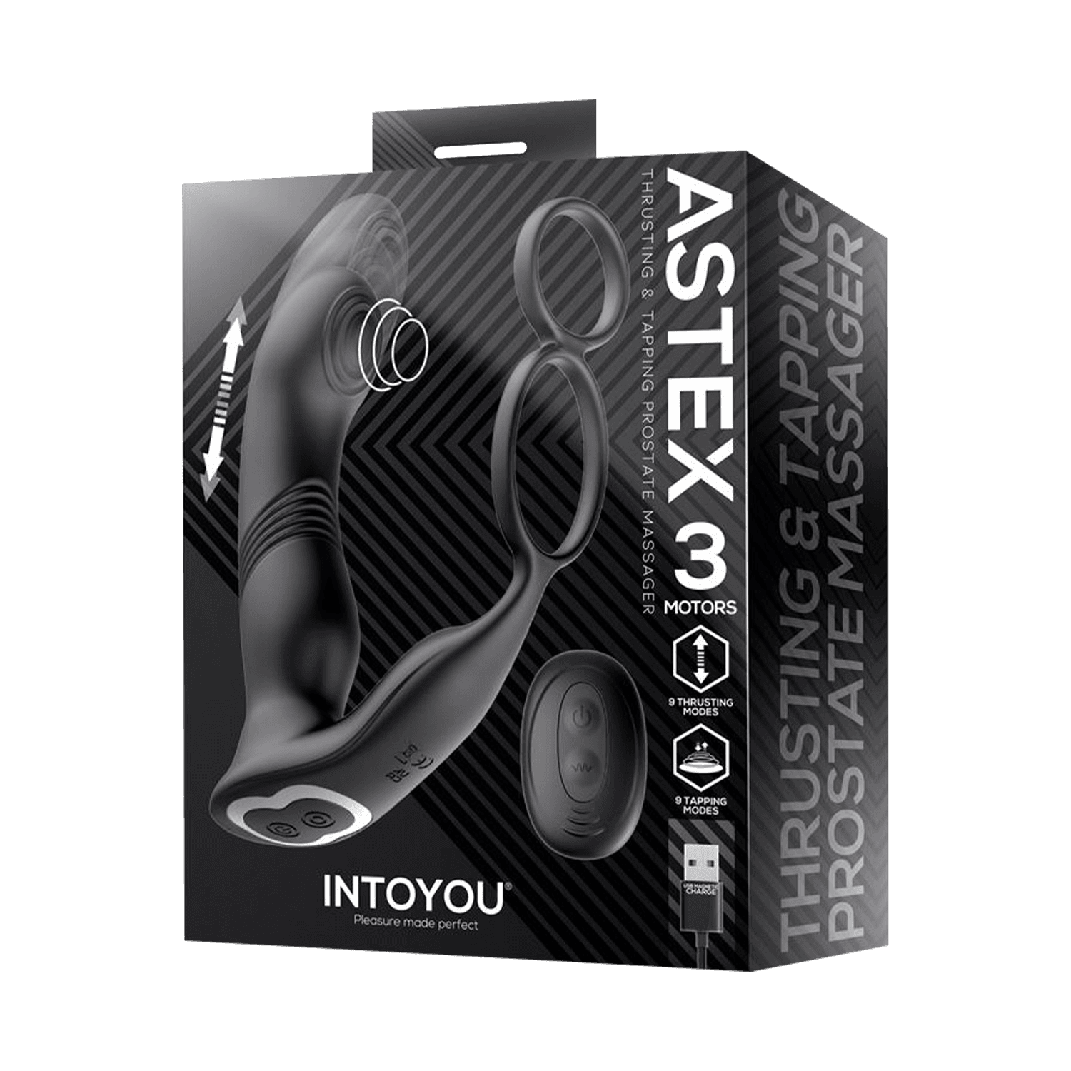 IY - Astex - Stotende & kloppende prostaatmassager met afstandsbediening - Zwart 7