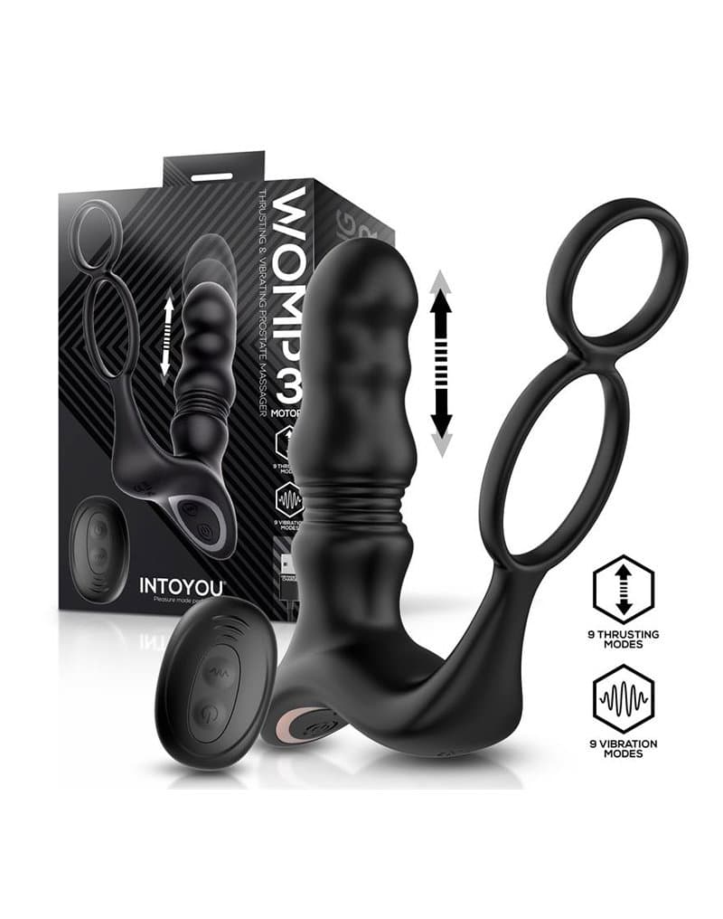 IY - Womp - Stotende en vibrerende prostaatmassager met afstandsbediening - Zwart 1