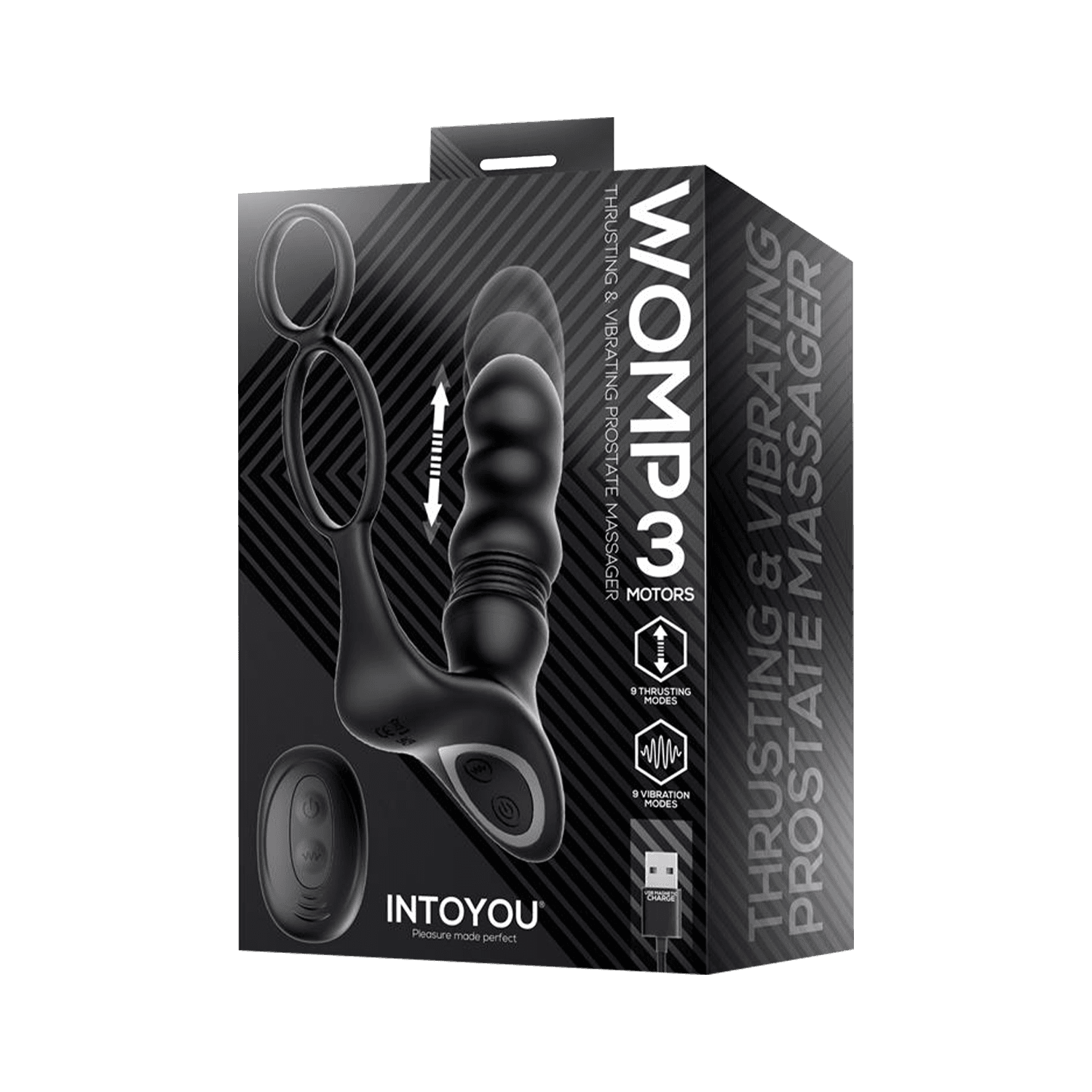 IY - Womp - Stotende en vibrerende prostaatmassager met afstandsbediening - Zwart 7