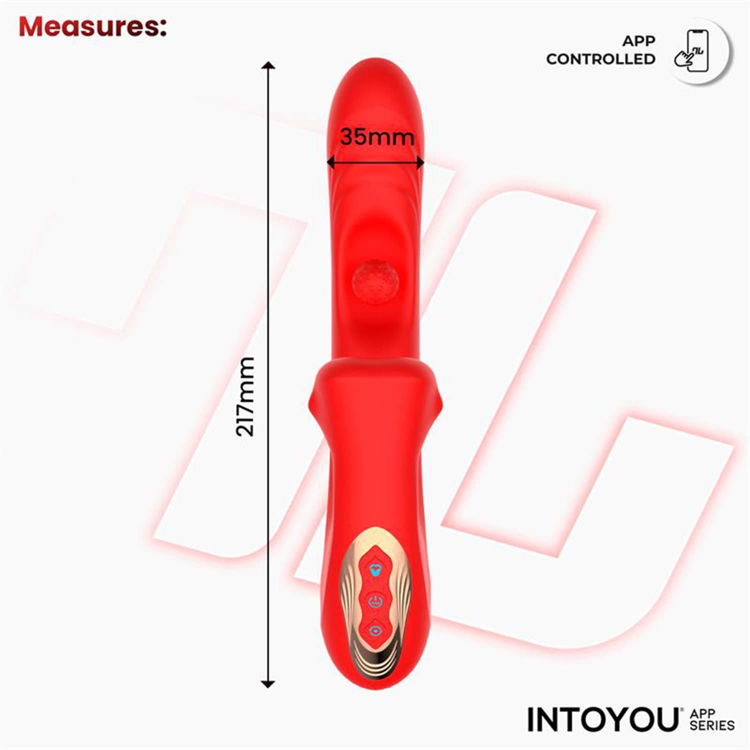 IY - Franky - Bijtende en roterende balvibrator met app-bediening - Rood 7