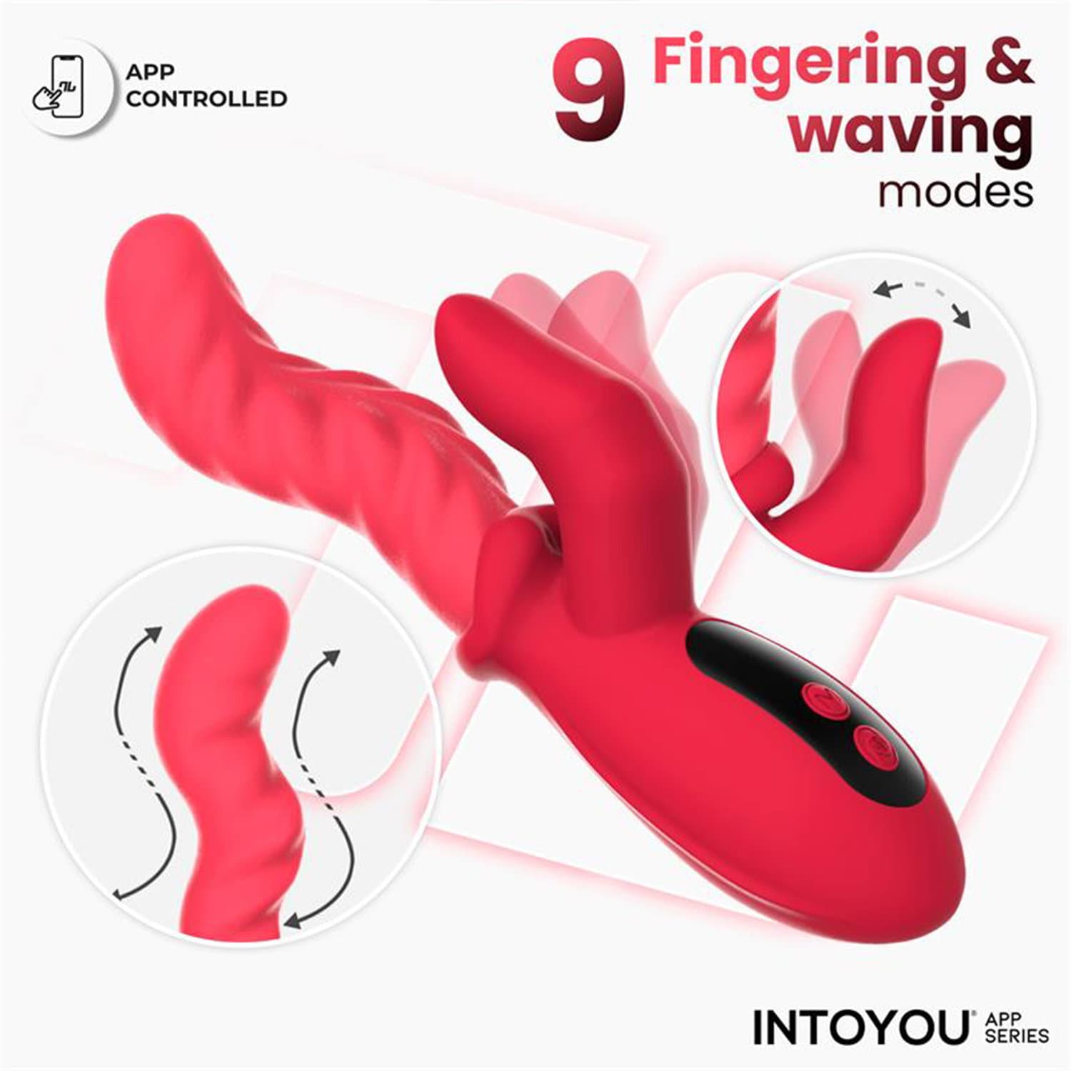 IY - Tingly - Vibrator en vinger met app-bediening - Rood 4