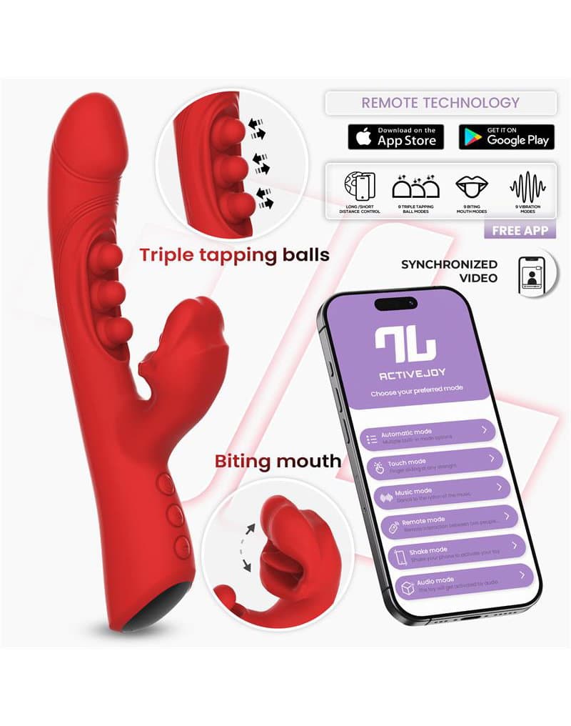 IY - Trixy - Triple Tapping mondvibrator met app-bediening - Rood 1