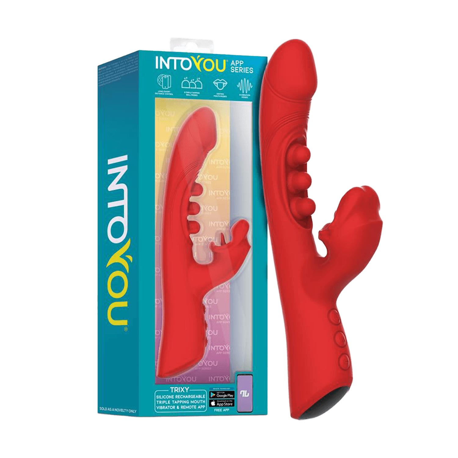 IY - Trixy - Triple Tapping mondvibrator met app-bediening - Rood 7