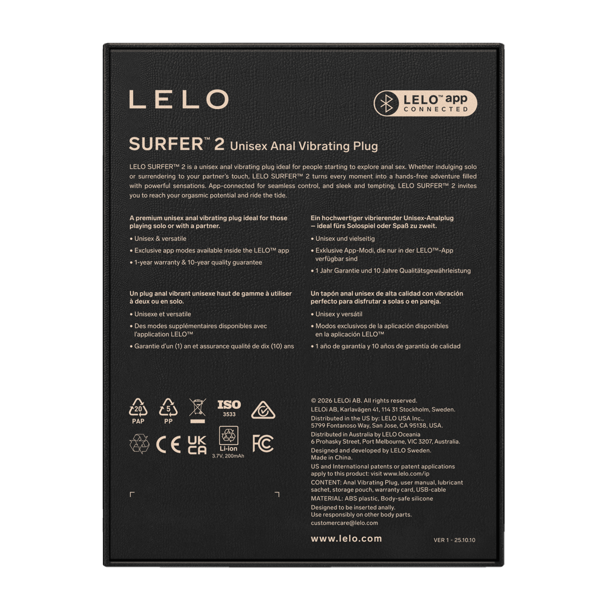 LELO Surfer 2 – Unisex vibrerende anale plug – Zwart 5