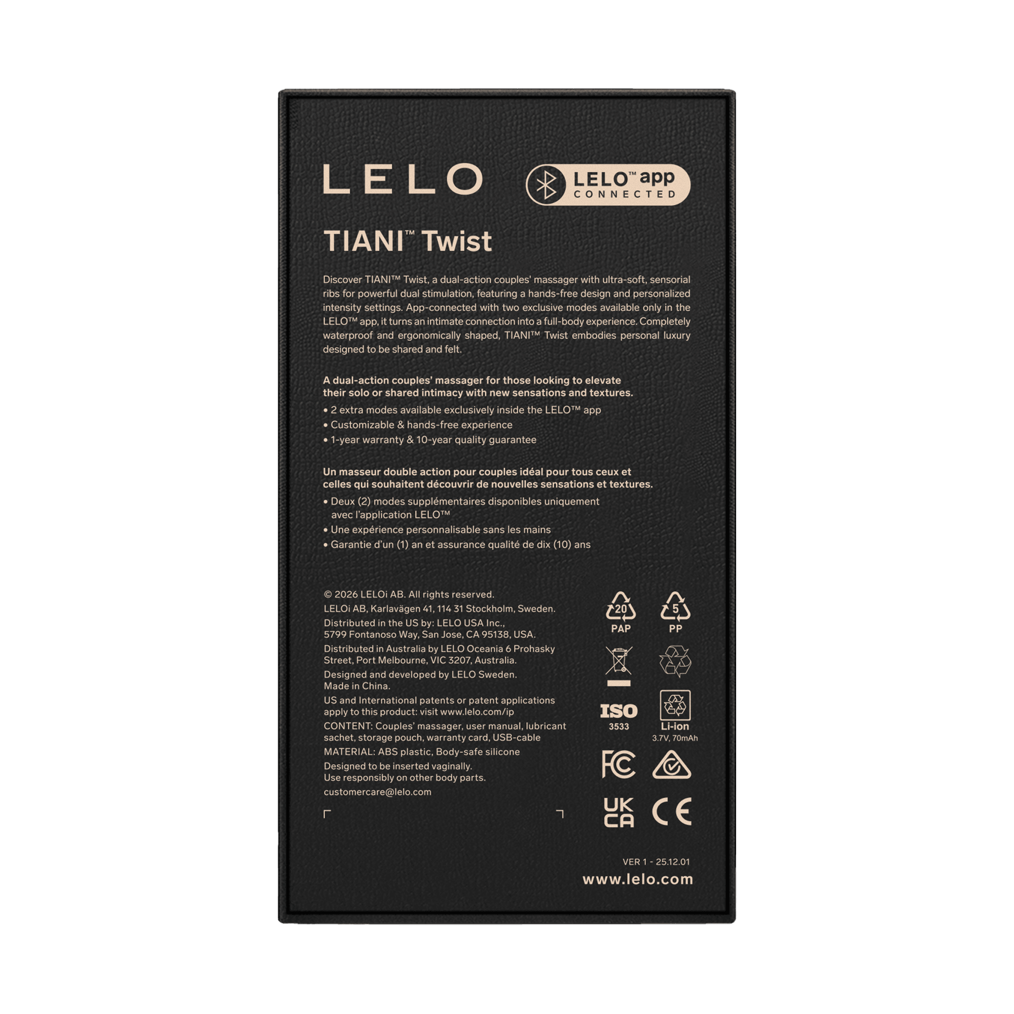 LELO – TIANI™ Twist - Massagetoestel voor koppels met dubbele werking - Lavendel 8
