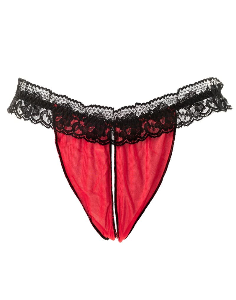 Amorable by Rimba - Open String - One Size - Zwart / Rood 4