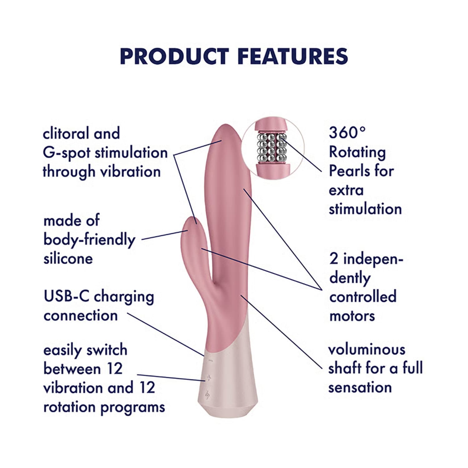 Satisfyer - Pearl Bunny 1 - Roterende Rabbit Vibrator - Terracotta 5