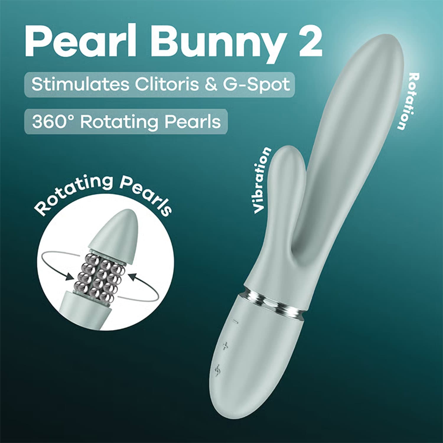 Satisfyer - Pearl Bunny 2 - Roterende Rabbit Vibrator - Lichtblauwgroen 4