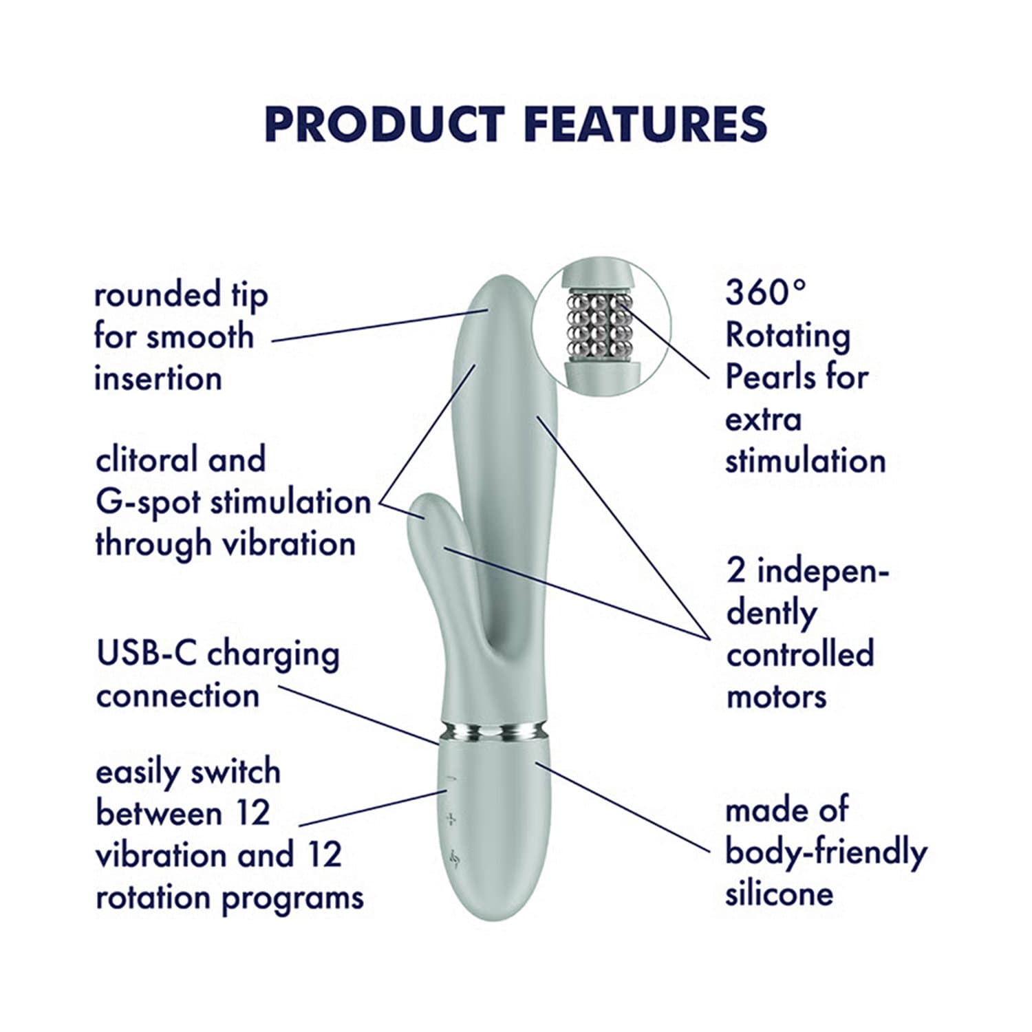 Satisfyer - Pearl Bunny 2 - Roterende Rabbit Vibrator - Lichtblauwgroen 5