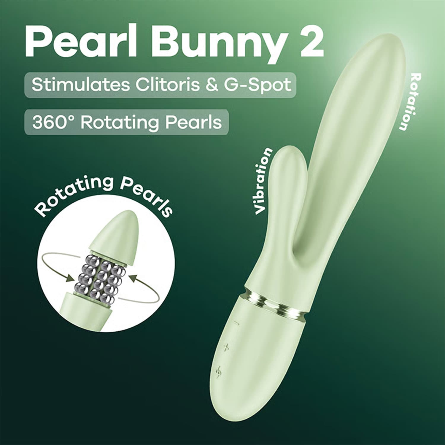 Satisfyer - Pearl Bunny 2 - Roterende Rabbit Vibrator - Lichtgroen 4