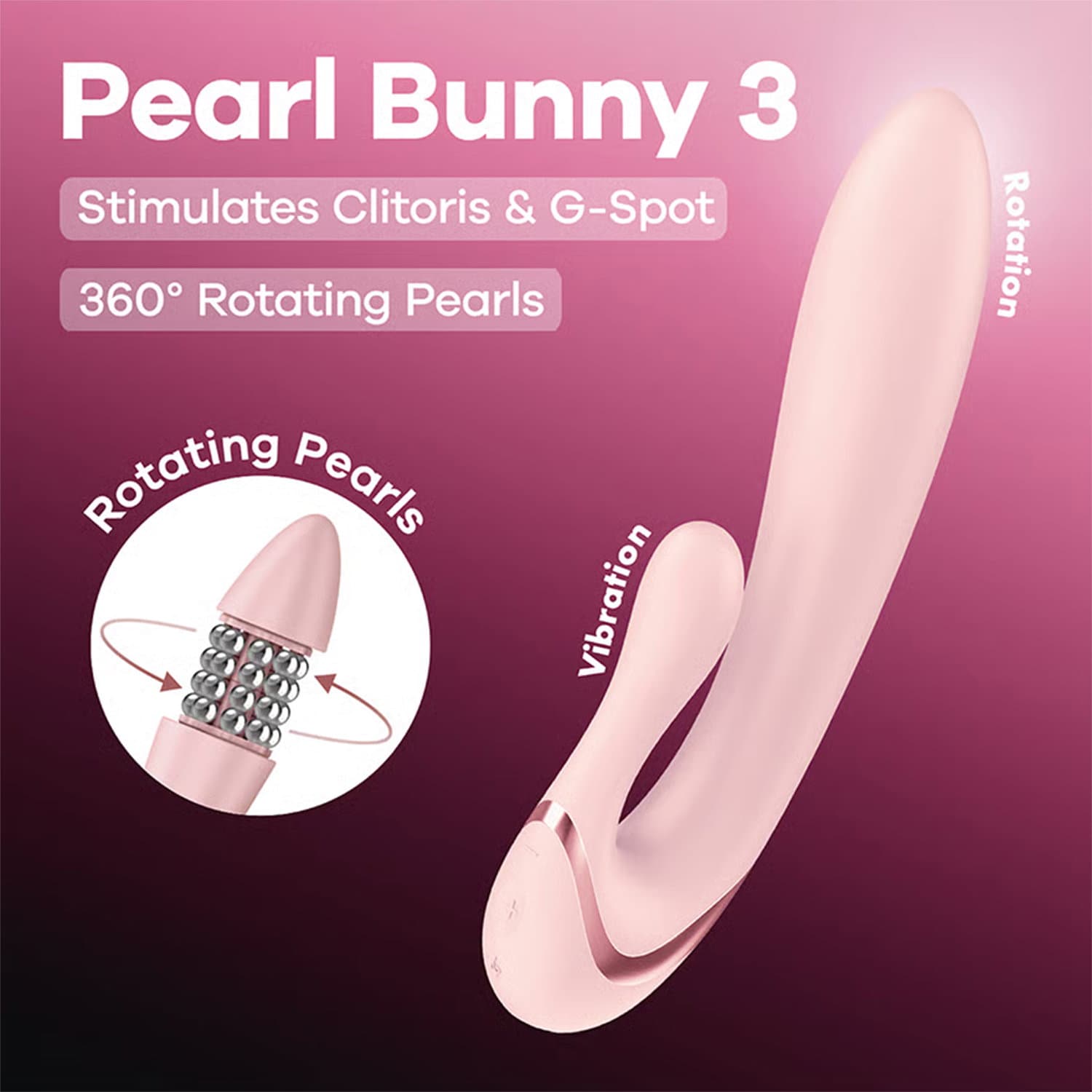 Satisfyer - Pearl Bunny 3 - Roterende Rabbit Vibrator - Roze 4