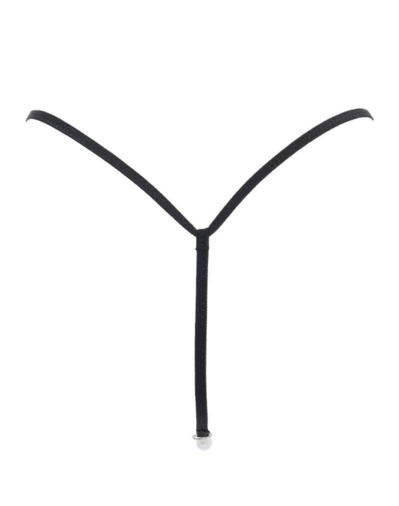 Amorable by Rimba - G-string met parels - One Size - Zwart (art. 1331) 7