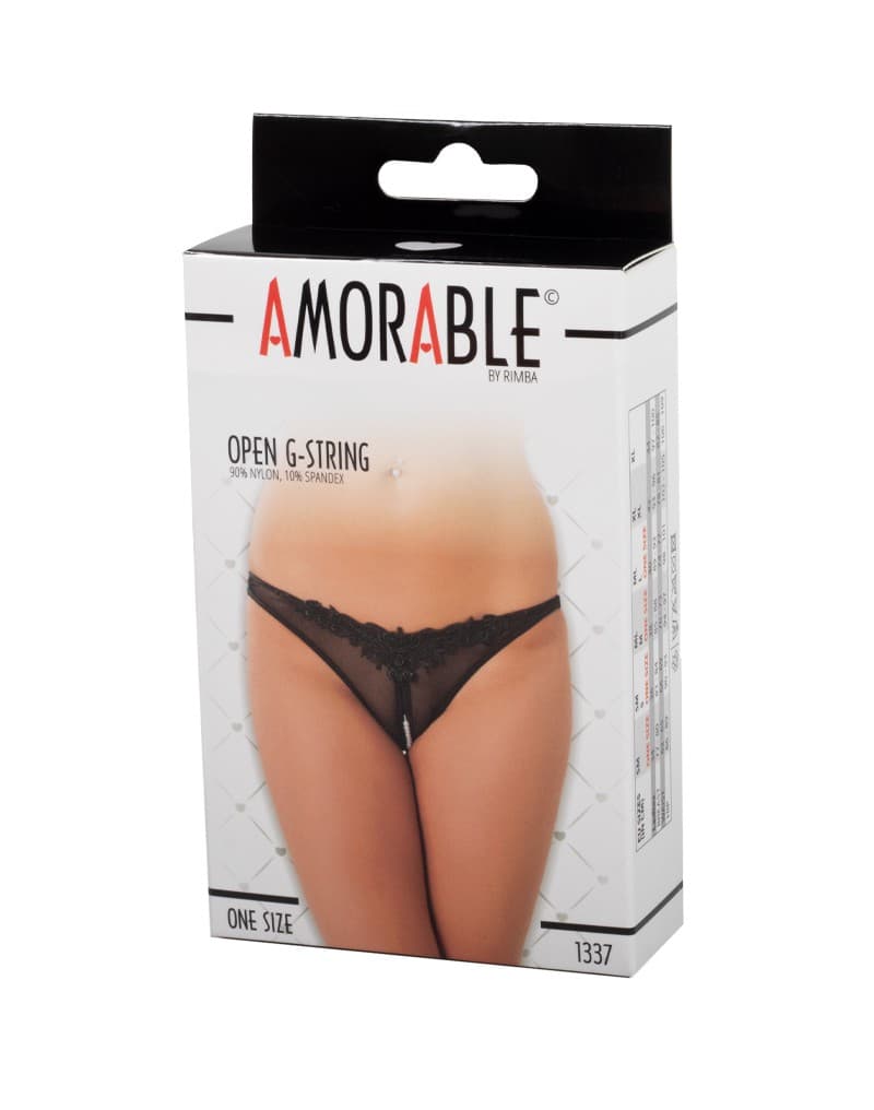 Amorable by Rimba - Open String met parels - One Size - Zwart 2