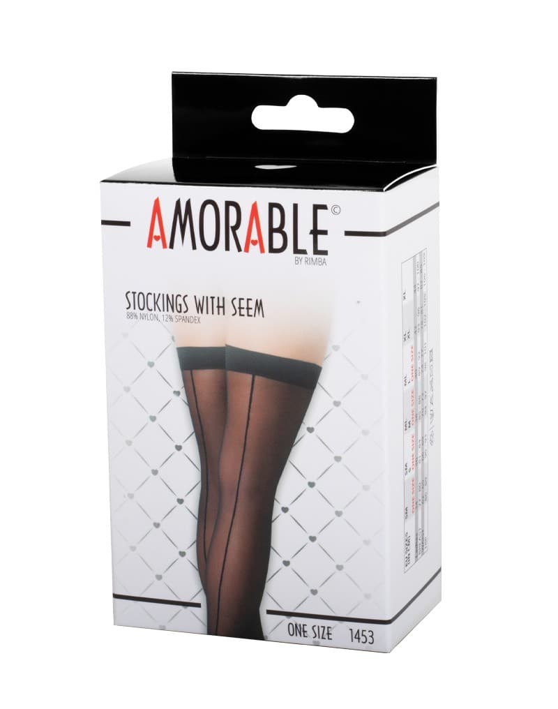Amorable by Rimba - Kousen met Naad - One Size - Zwart 2
