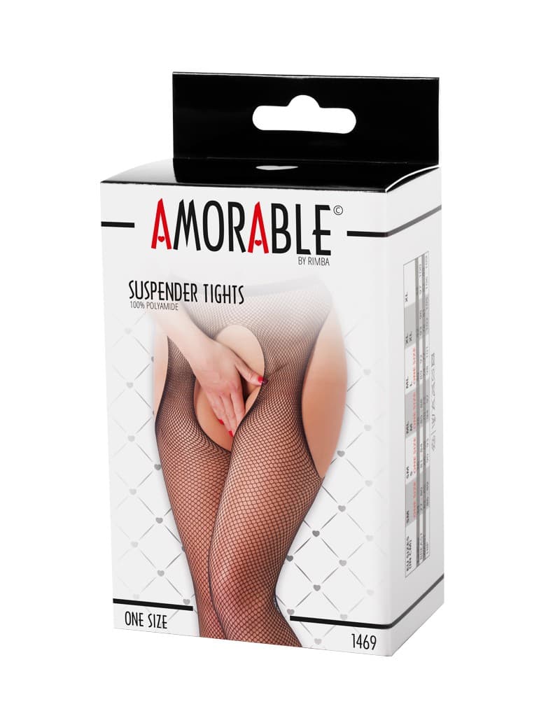 Amorable by Rimba - Panty met Jarretelles - One Size - Zwart (art. 1469) 2