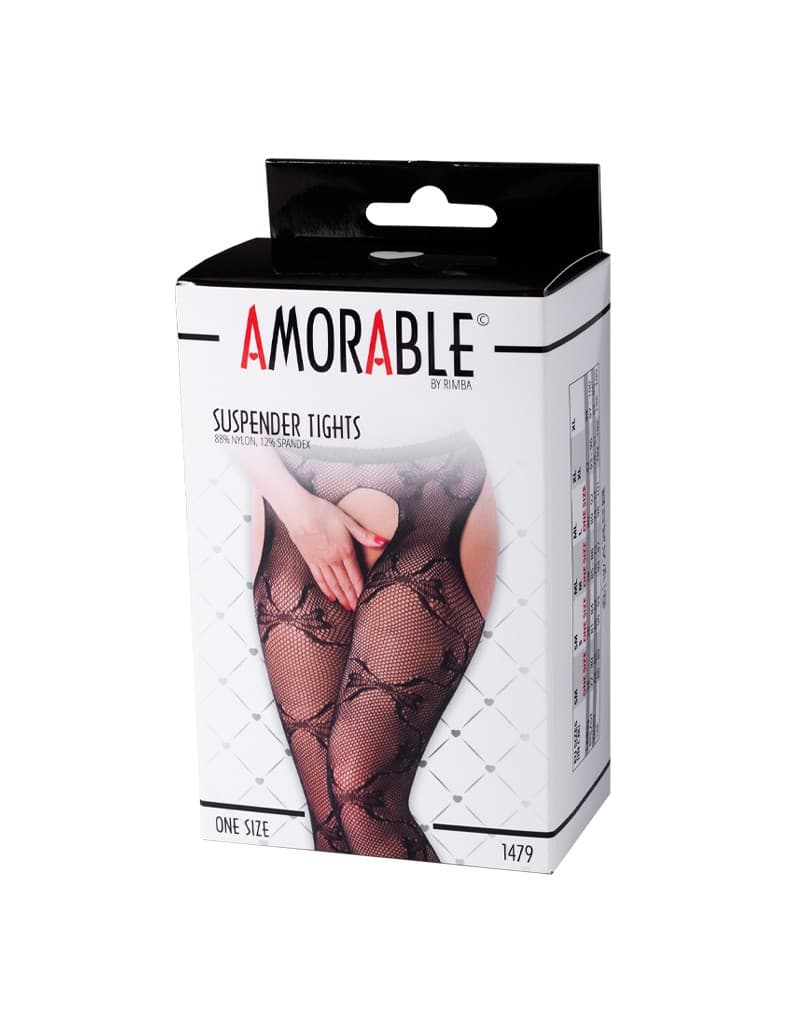 Amorable by Rimba - Panty met Jarretelles - One Size - Zwart (art. 1479) 2