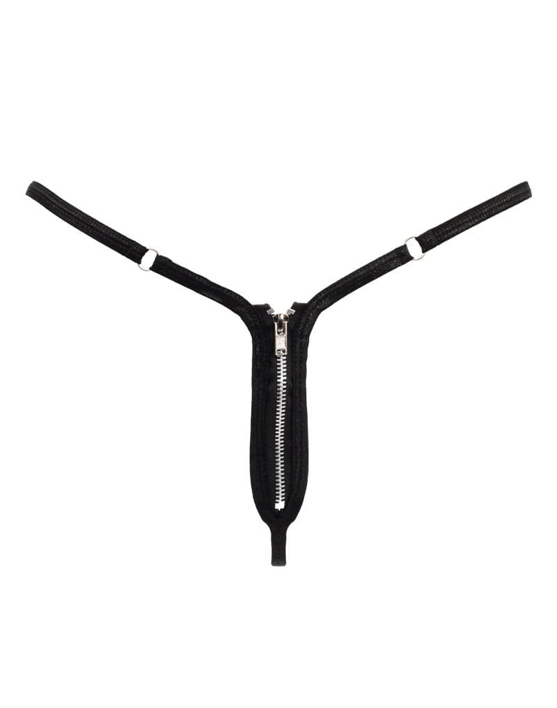 Amorable by Rimba - Mini G-string met Ritssluiting - One Size - Zwart 4
