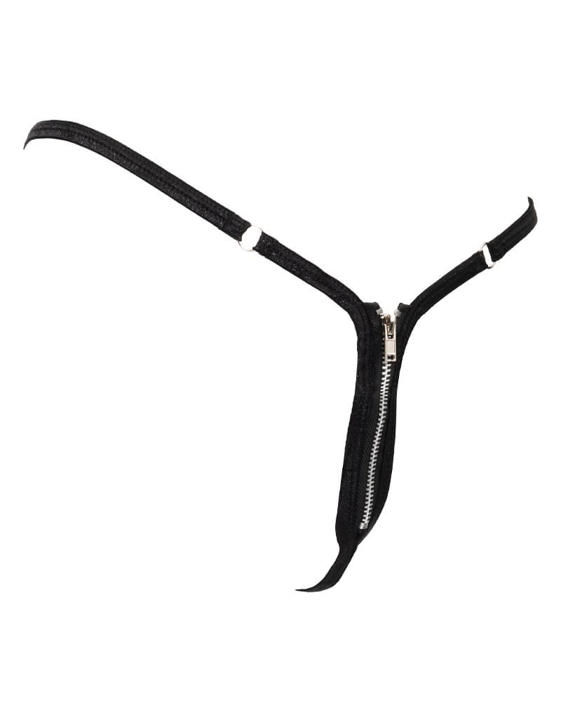 Amorable by Rimba - Mini G-string met Ritssluiting - One Size - Zwart 5