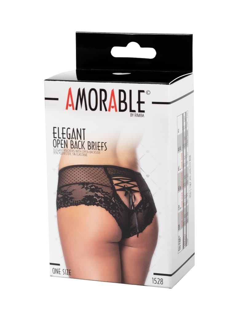 Amorable by Rimba - Slip met Open Achterkant - One Size - Zwart (art. 1528) 2