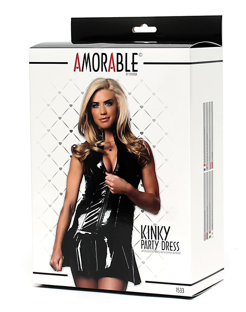 Amorable by Rimba - Party Jurk in Latex Look - Zwart 4