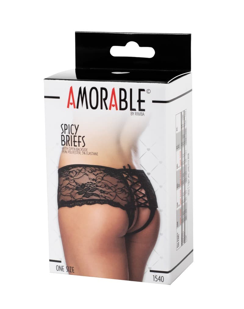 Amorable by Rimba - Slip met Open Achterkant - One Size - Zwart (art. 1540) 2