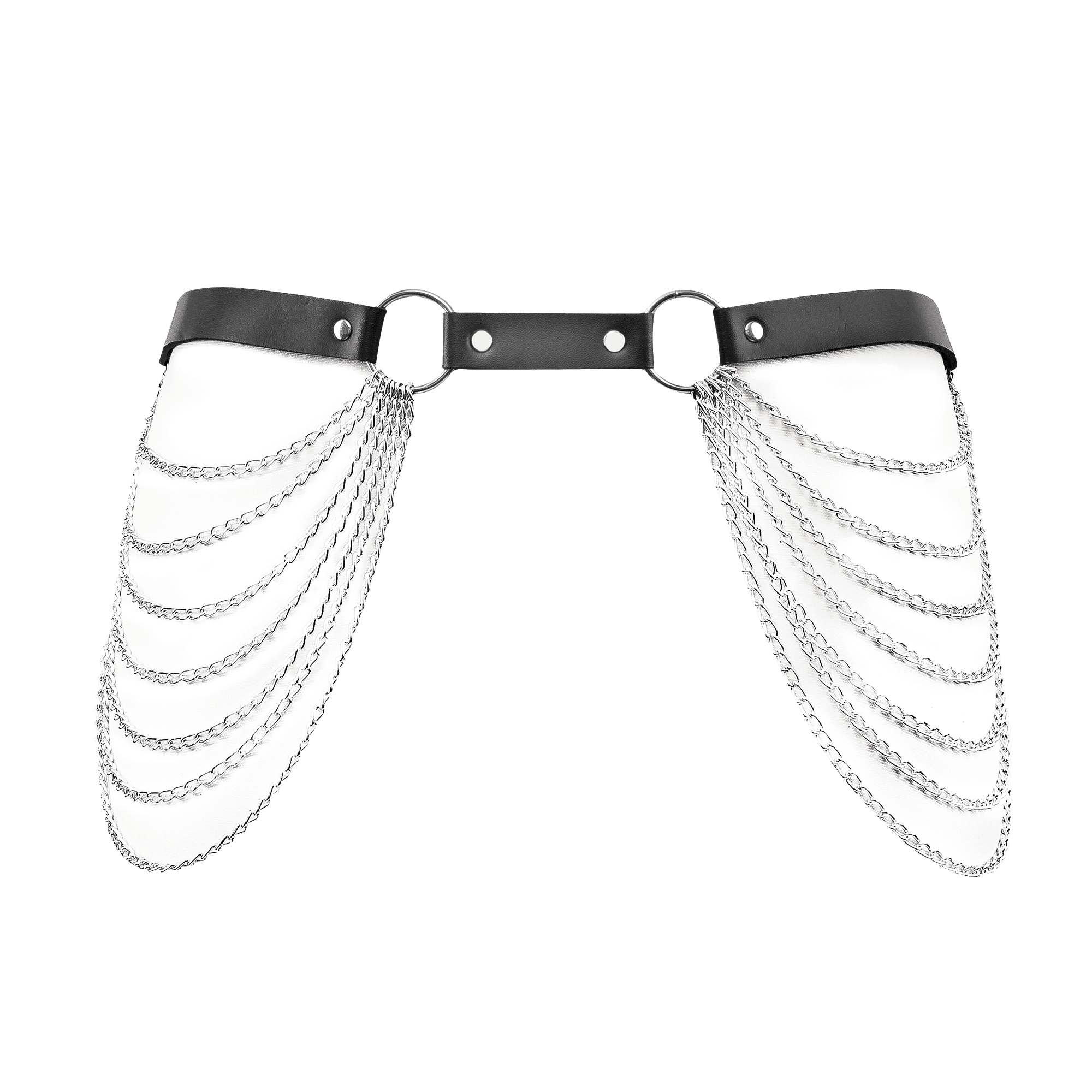 Amorable by Rimba - Jarretelgordel met kettingen - One Size - Zwart, Zilver 4