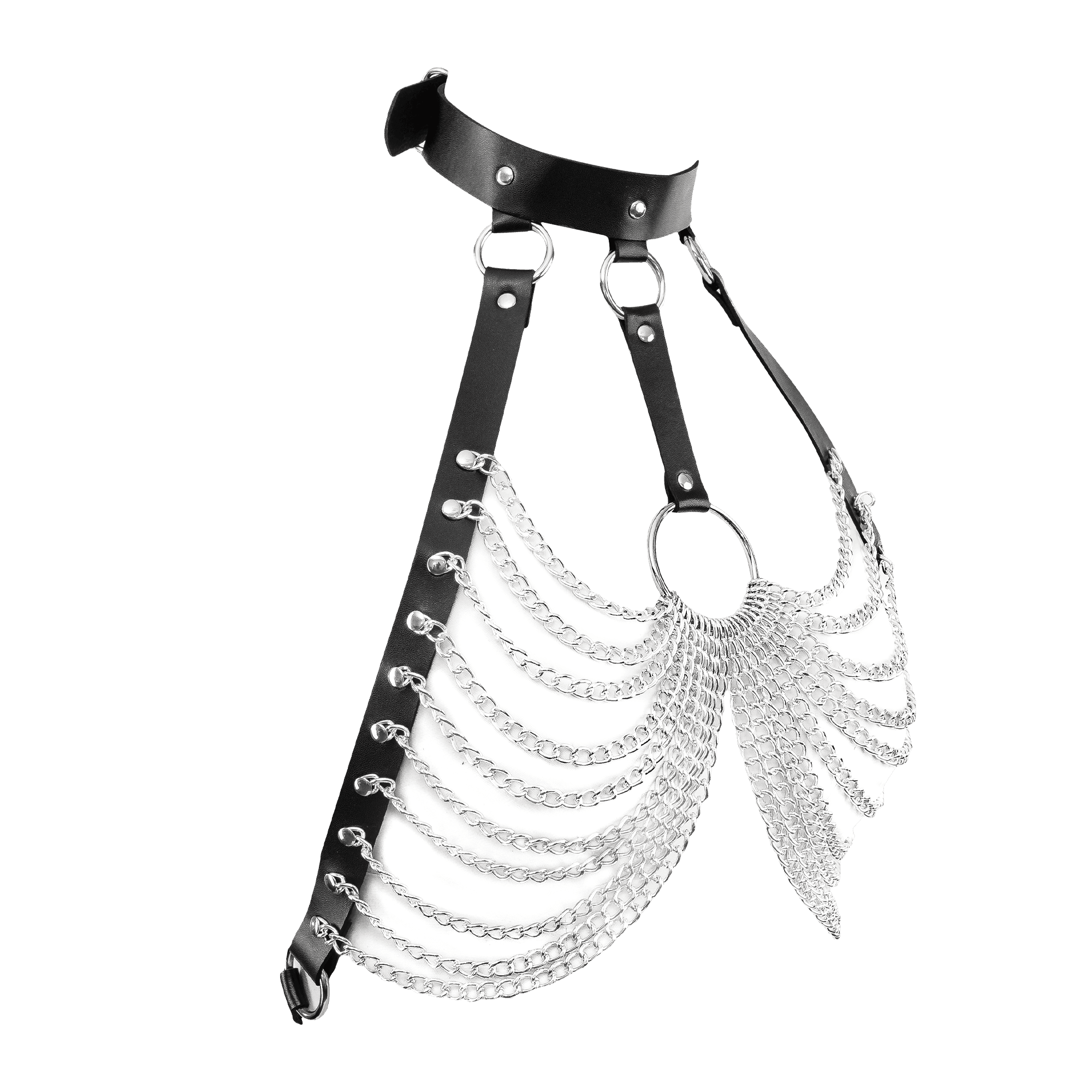 Amorable by Rimba - BH-top met kraag en kettingen - One Size - Zwart, Zilver 6
