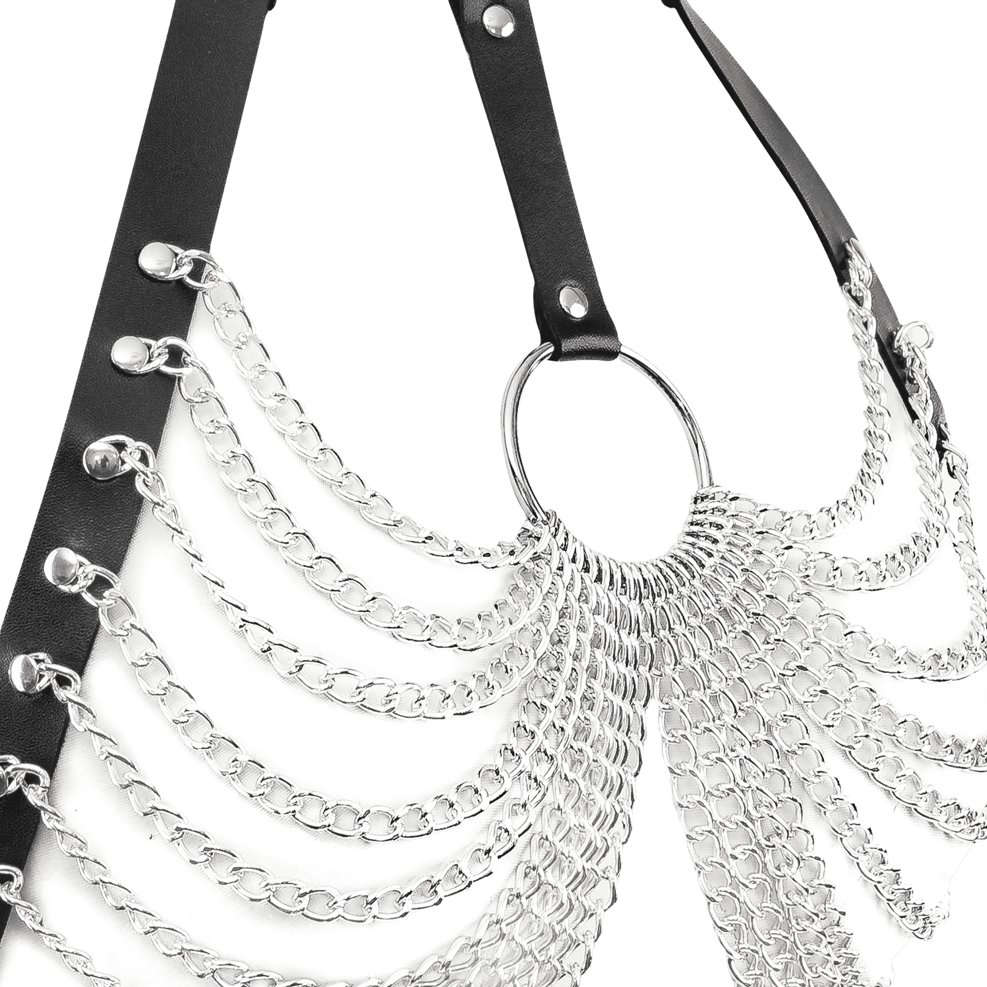 Amorable by Rimba - BH-top met kraag en kettingen - One Size - Zwart, Zilver 7