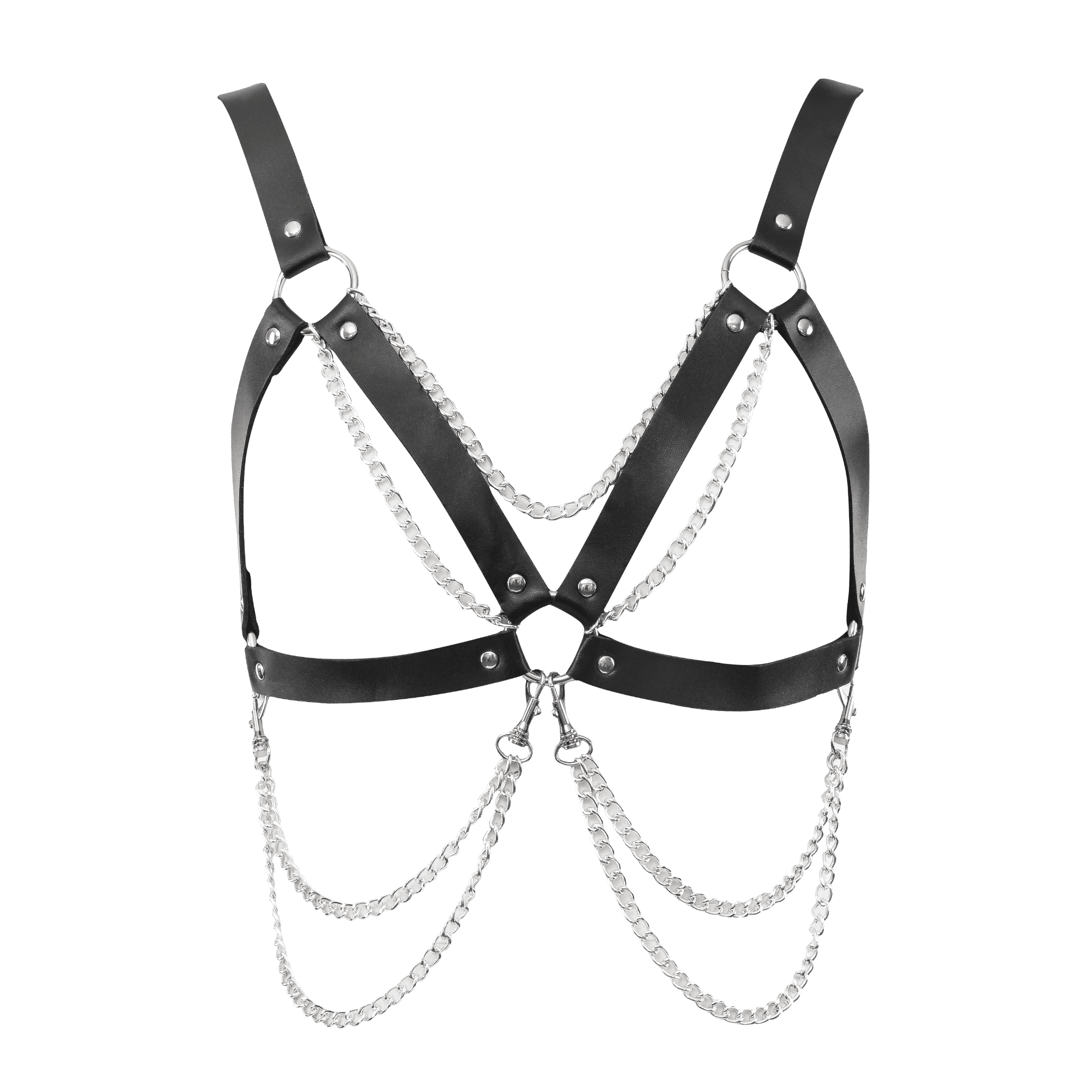 Amorable by Rimba - Open bh met kettingen - One Size - Zwart, Zilver 4
