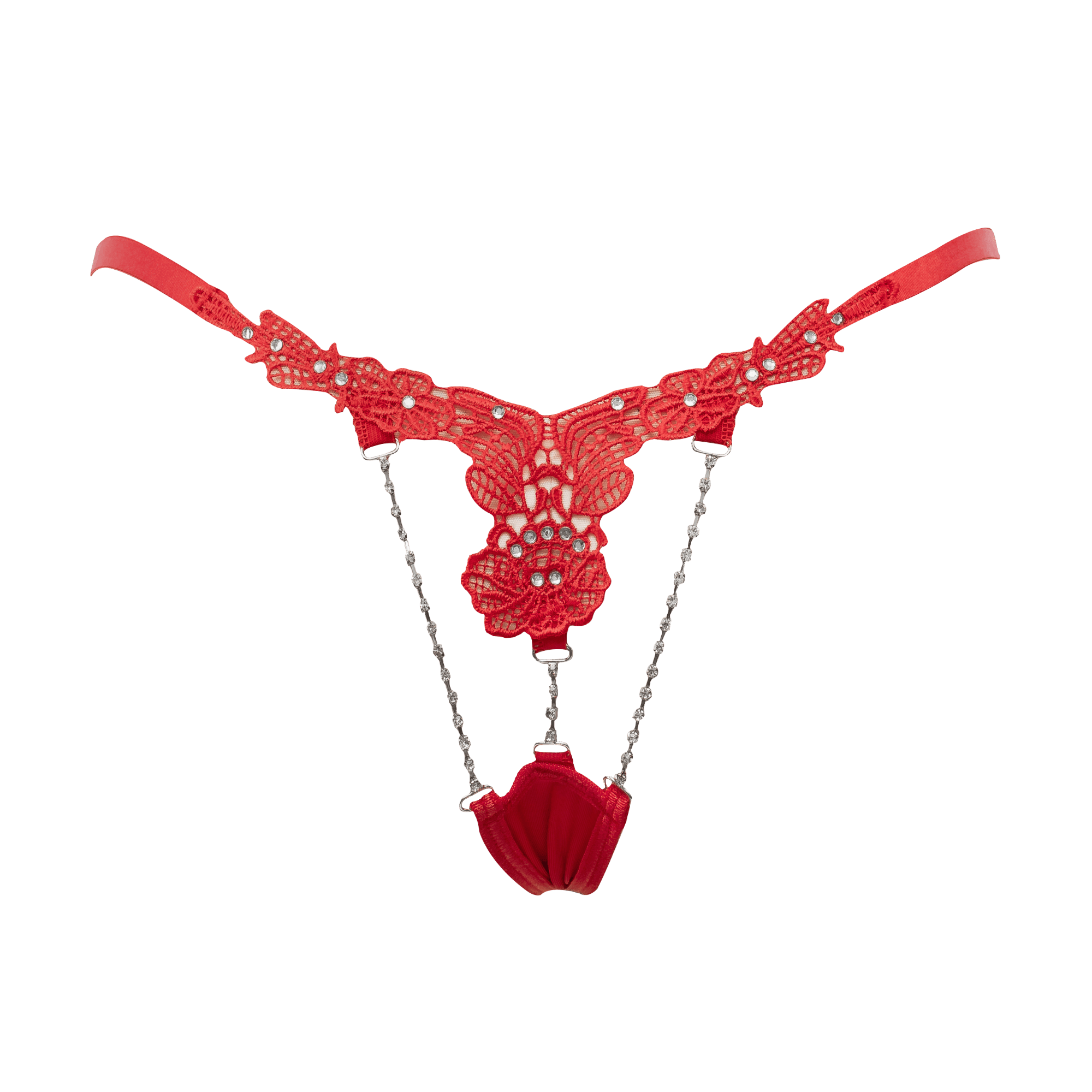 Amorable by Rimba - String met strass-steentjes - One Size - Rood 4