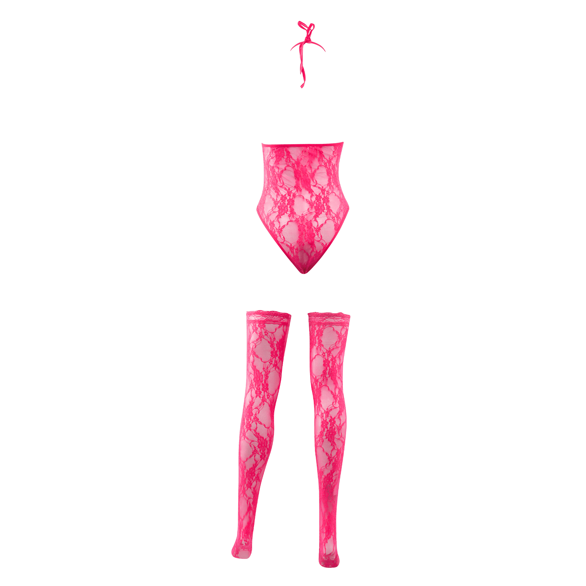 Amorable by Rimba - Bodystocking met kousen - One Size - Roze 5