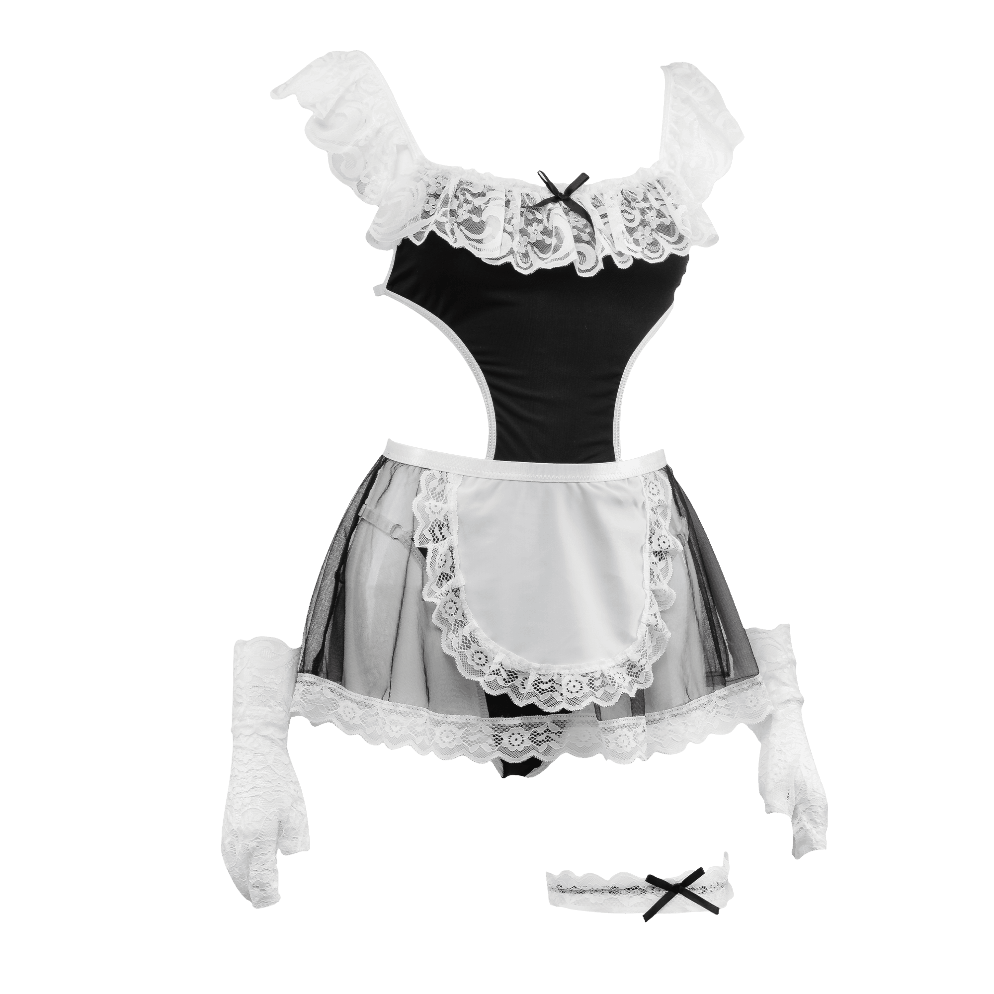Amorable by Rimba - Dienstmeisjes uniform - Zwart, Wit 6